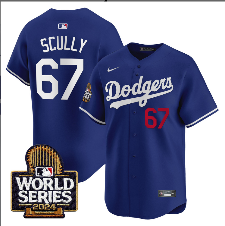 Men MLB Los Angeles Dodgers #67 Scully blue 2024 World Series Champions Patch Limited Jersey20241105 style 4